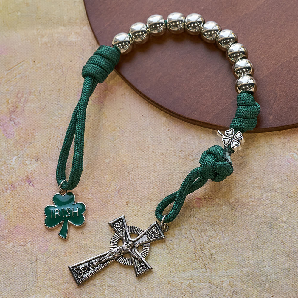 Irish Blessing Paracord Pocket Rosary with Celtic Crucifix