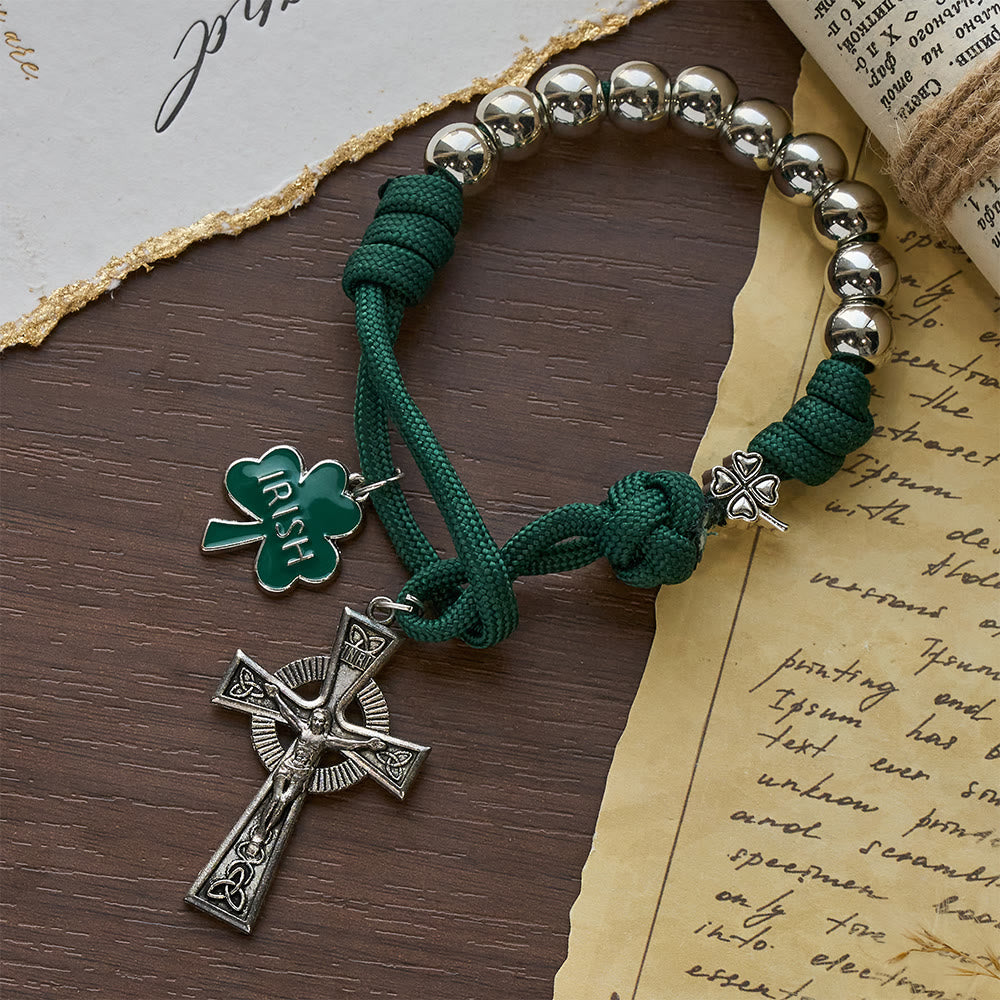 Irish Blessing Paracord Pocket Rosary with Celtic Crucifix