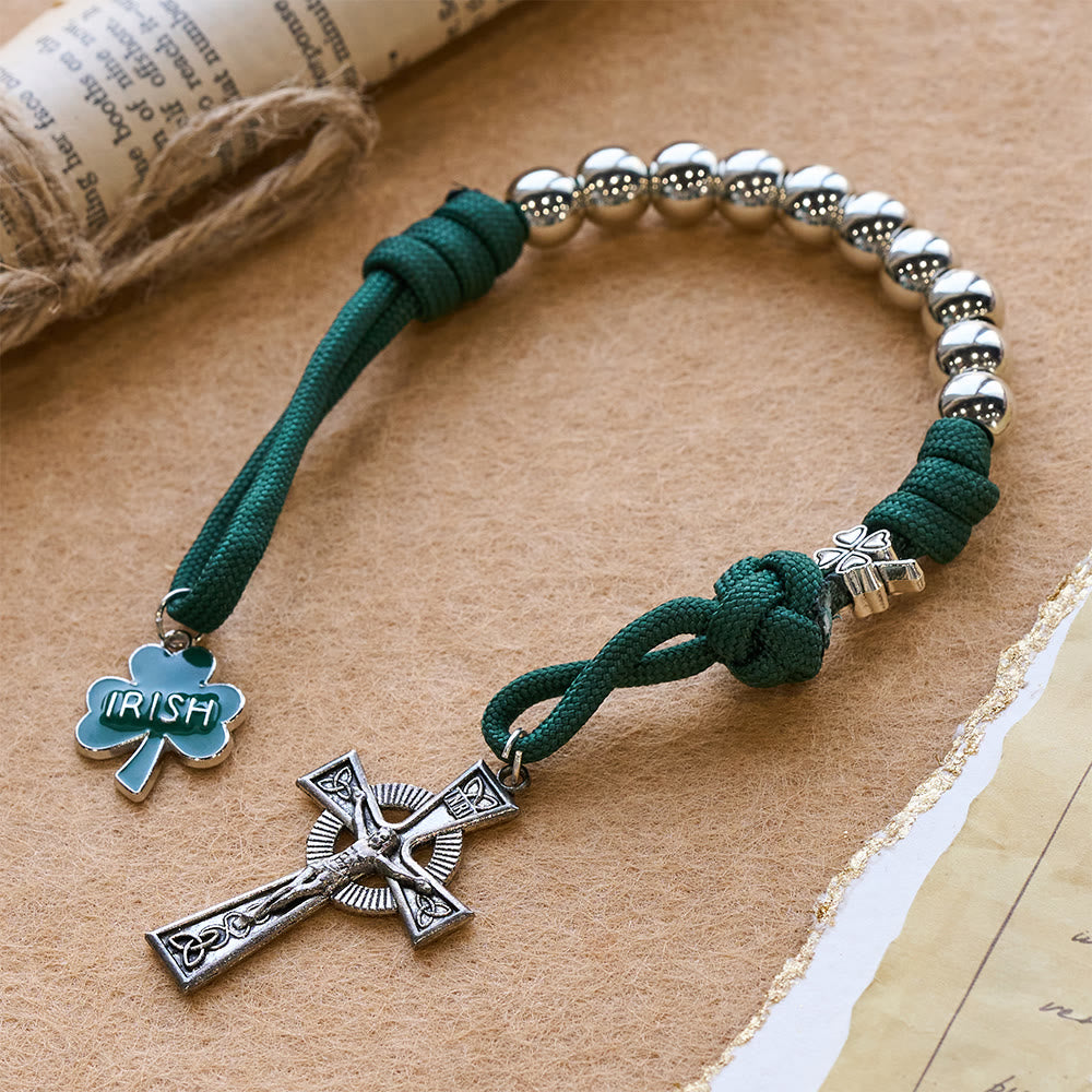Irish Blessing Paracord Pocket Rosary with Celtic Crucifix