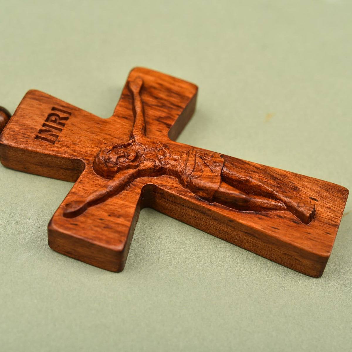 Two-Designed Crucifix Wooden Car Rosary Pendant: A Symbol of Traveler's Protection