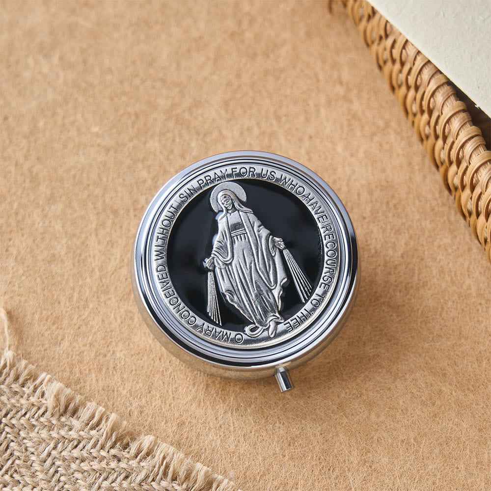 Devotional Rosary with Storage Box: Our Lady Medal and Crucifix for Prayerful Reflection