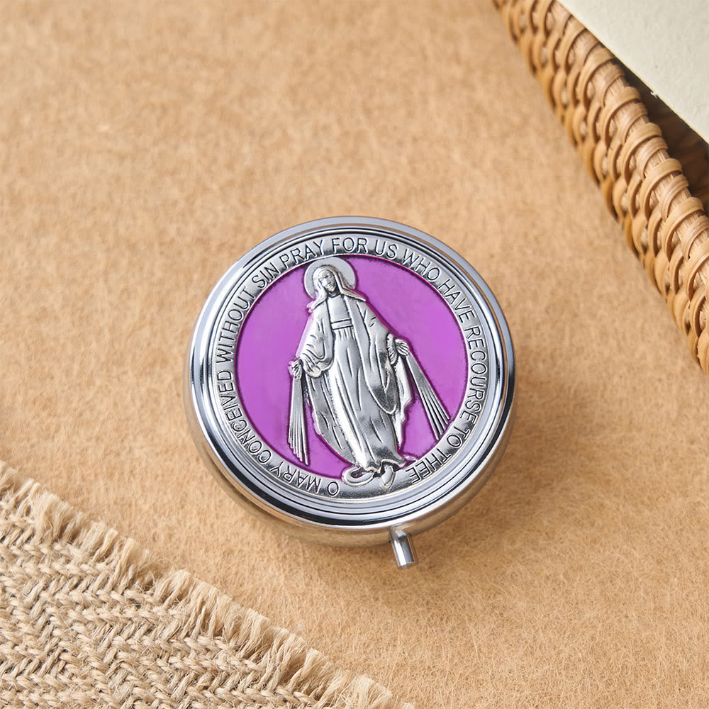 Devotional Rosary with Storage Box: Our Lady Medal and Crucifix for Prayerful Reflection