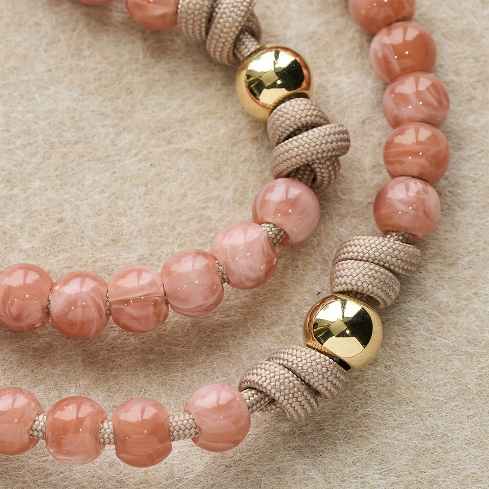 Pink Beads Paracord Rosary with Our Lady & Golden Crucifix