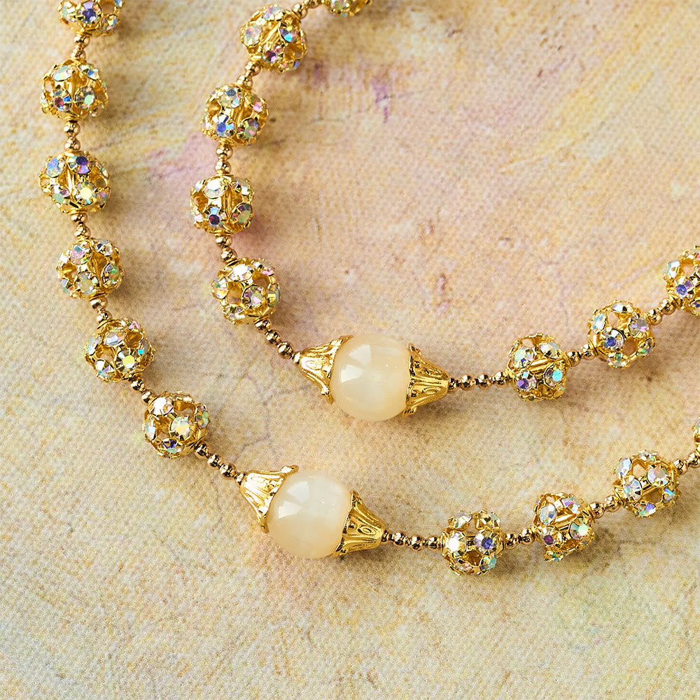 Sparkling Golden Beads Luxury Rosary with Our Lady of Grace