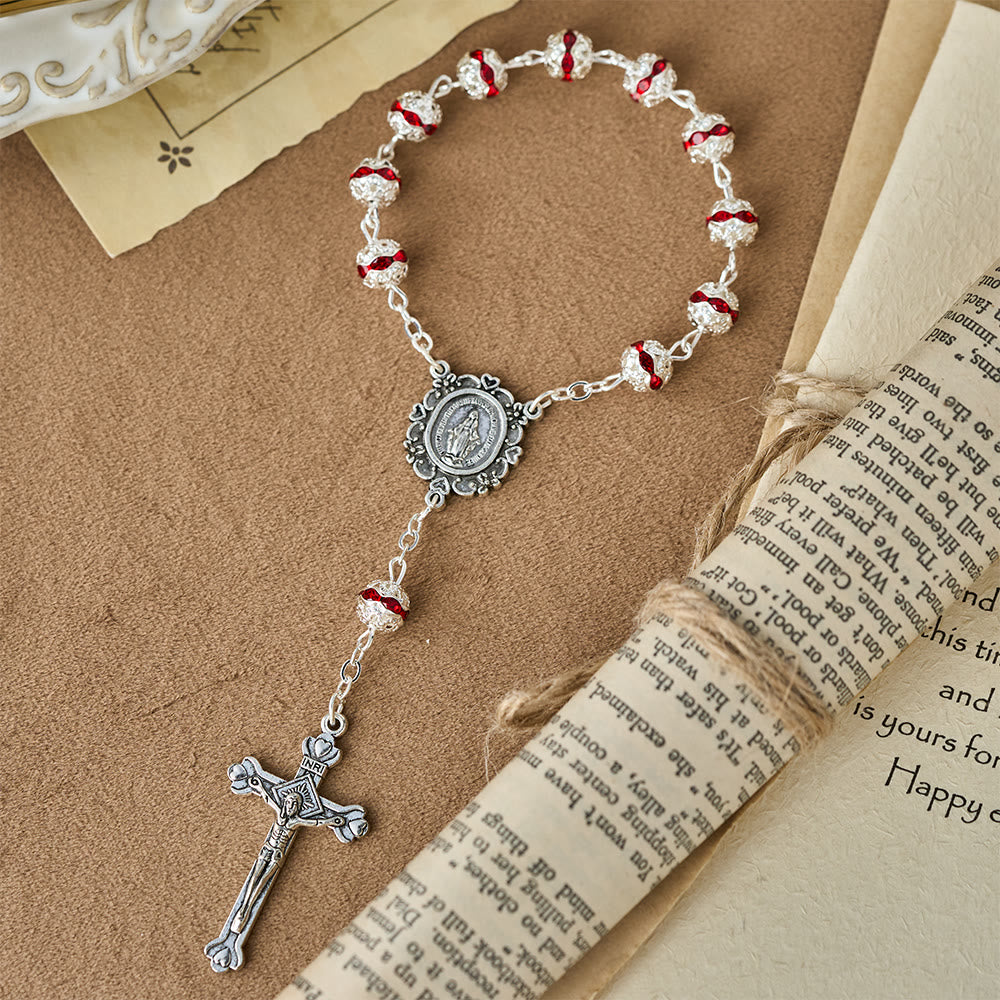 Sparkling Bead Pocket Rosary with Our Lady Medal: Symbol of Faith and Grace