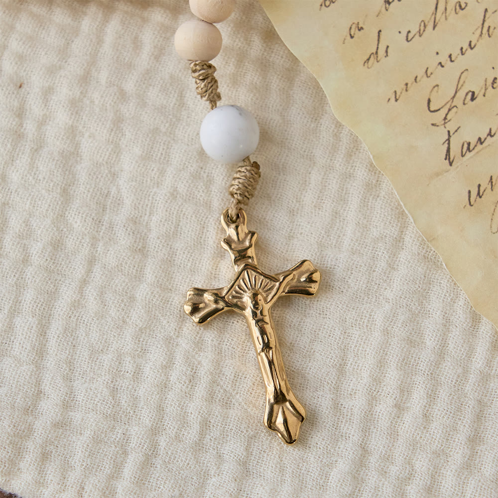 Tranquil Devotion Wood Rosary: Turquoise Accents for Daily Prayer