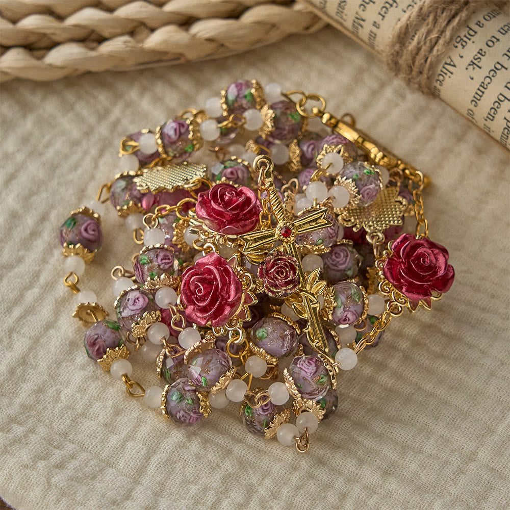 Rose Accent Devotion Rosary with Sacred Heart: Gentle Faith for Daily Prayer
