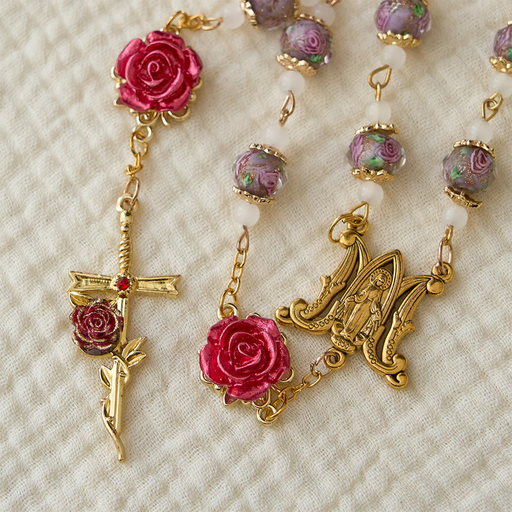 Rose Accent Devotion Rosary with Sacred Heart: Gentle Faith for Daily Prayer