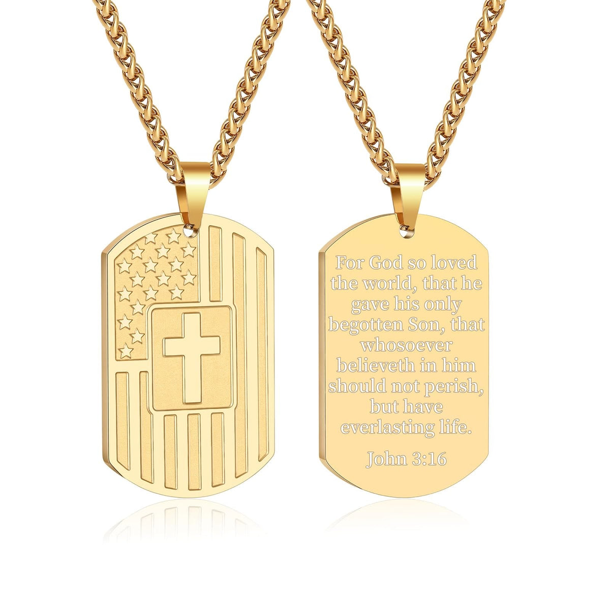 American Flag & Cross Double-Sided Scripture Necklace: A Symbol of Sacred Strength and Courage