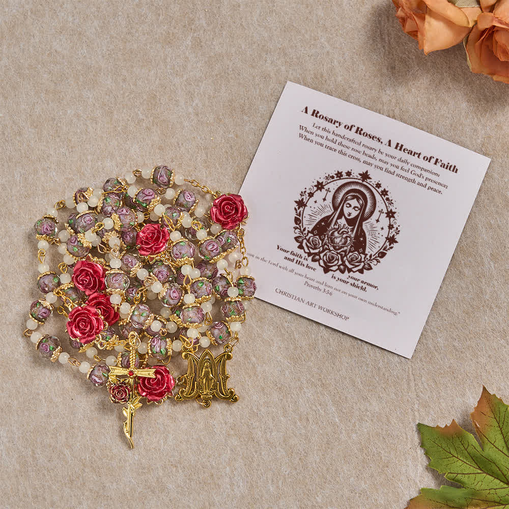 Rose Accent Devotion Rosary with Sacred Heart: Gentle Faith for Daily Prayer