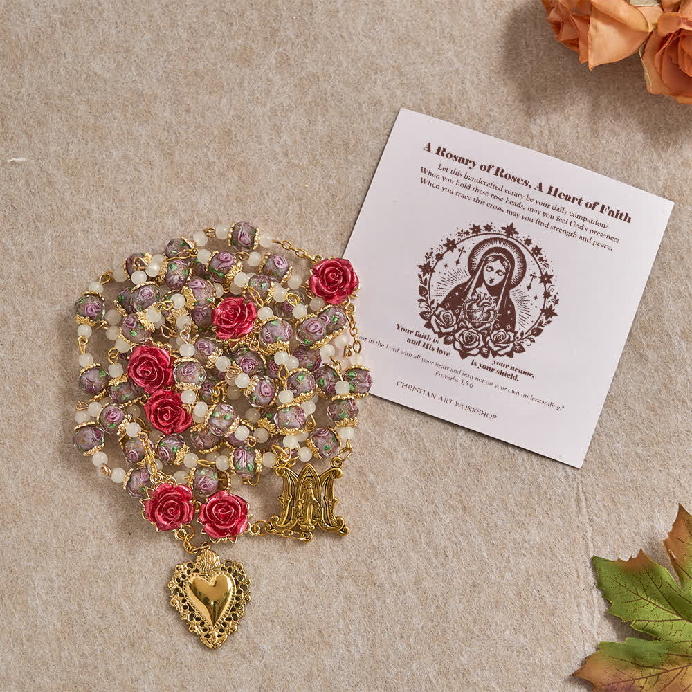 Rose Accent Devotion Rosary with Sacred Heart: Gentle Faith for Daily Prayer
