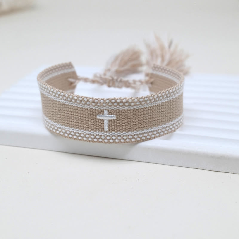 Sacred Cross Woven Tassel Bracelet: Elevate Your Faith With Sweet, Devout Style