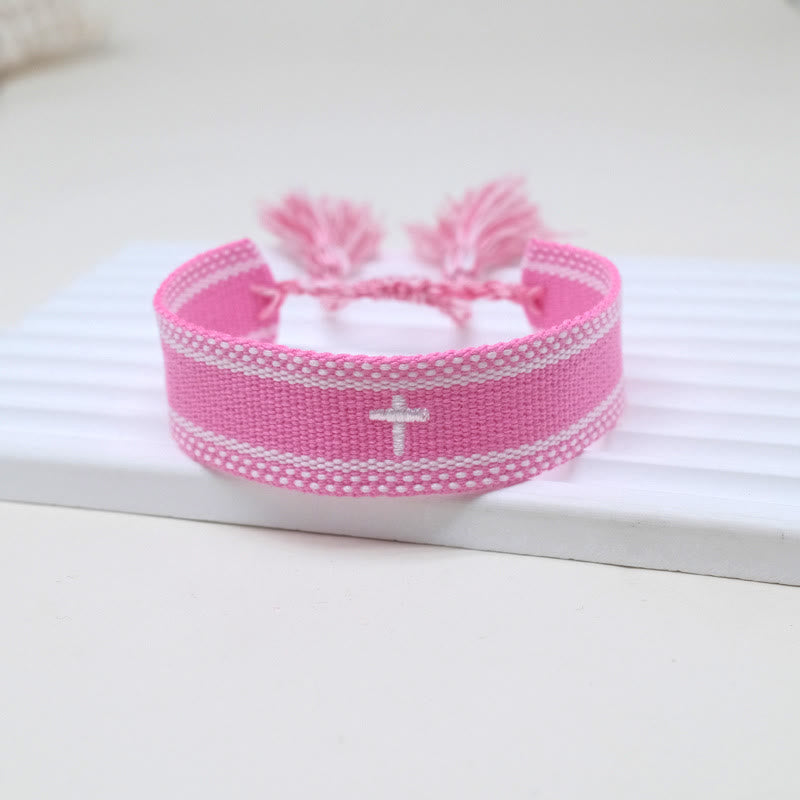 Sacred Cross Woven Tassel Bracelet: Elevate Your Faith With Sweet, Devout Style