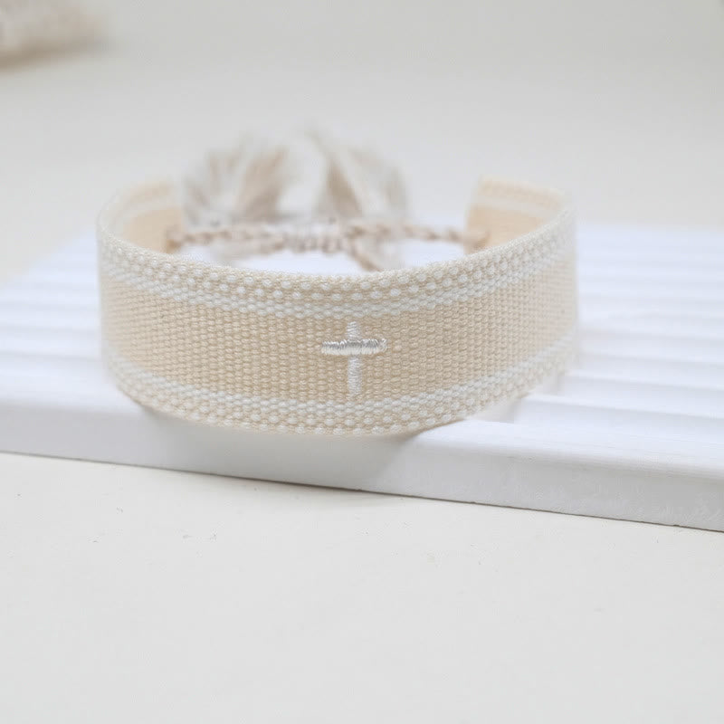 Sacred Cross Woven Tassel Bracelet: Elevate Your Faith With Sweet, Devout Style