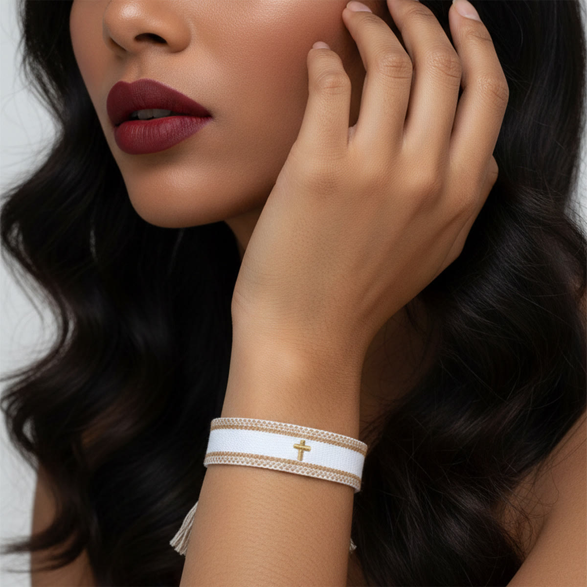 Sacred Cross Woven Tassel Bracelet: Elevate Your Faith With Sweet, Devout Style