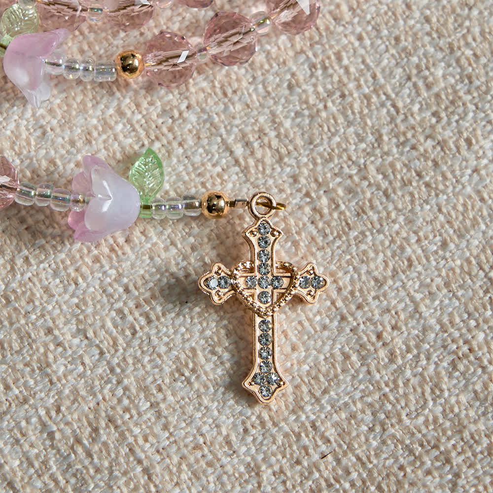 Lily of the Valley Devotion Rosary with Our Lady Accents & Pink Beads