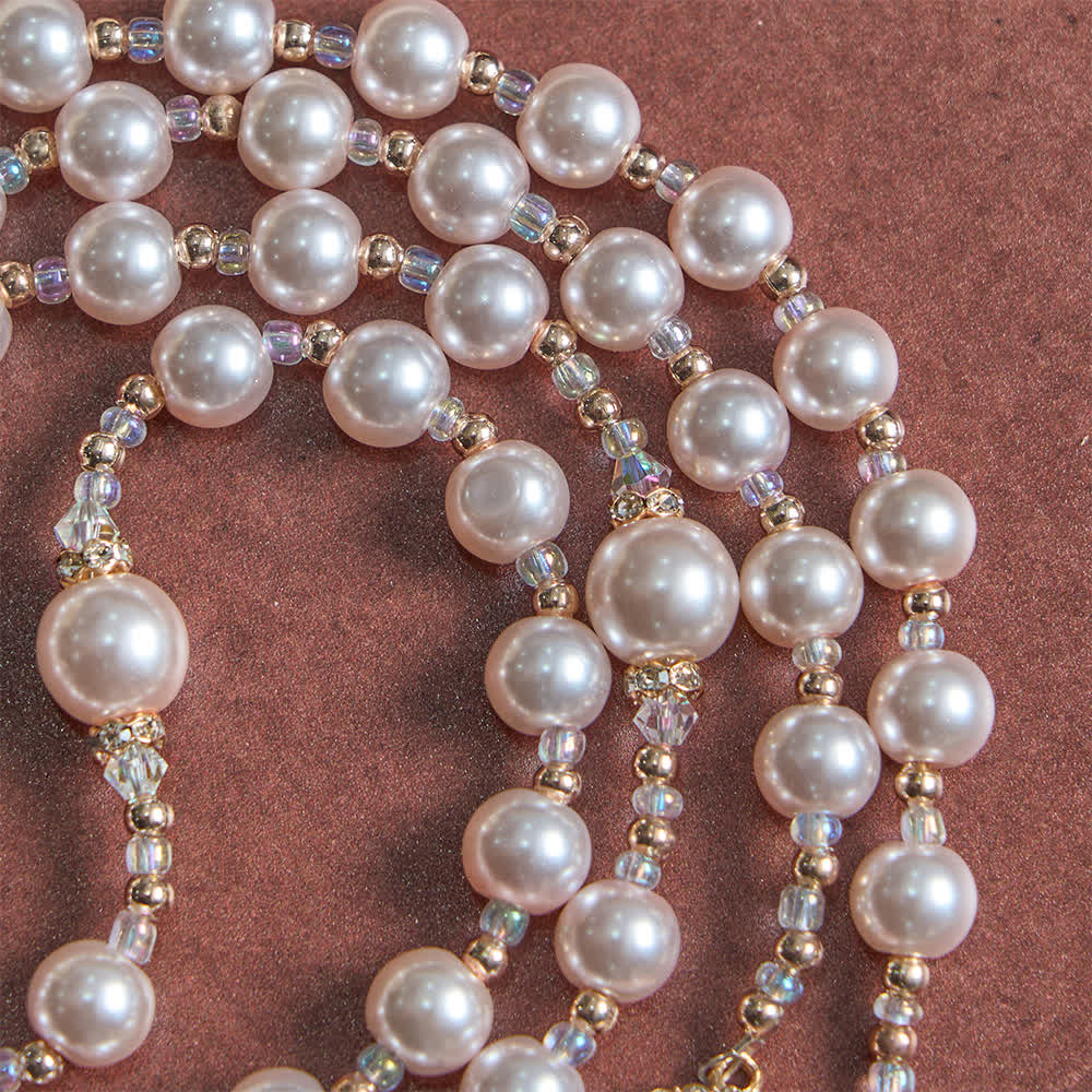 Elegant Catholic Soft Peach Glow Rosary with Our Lady