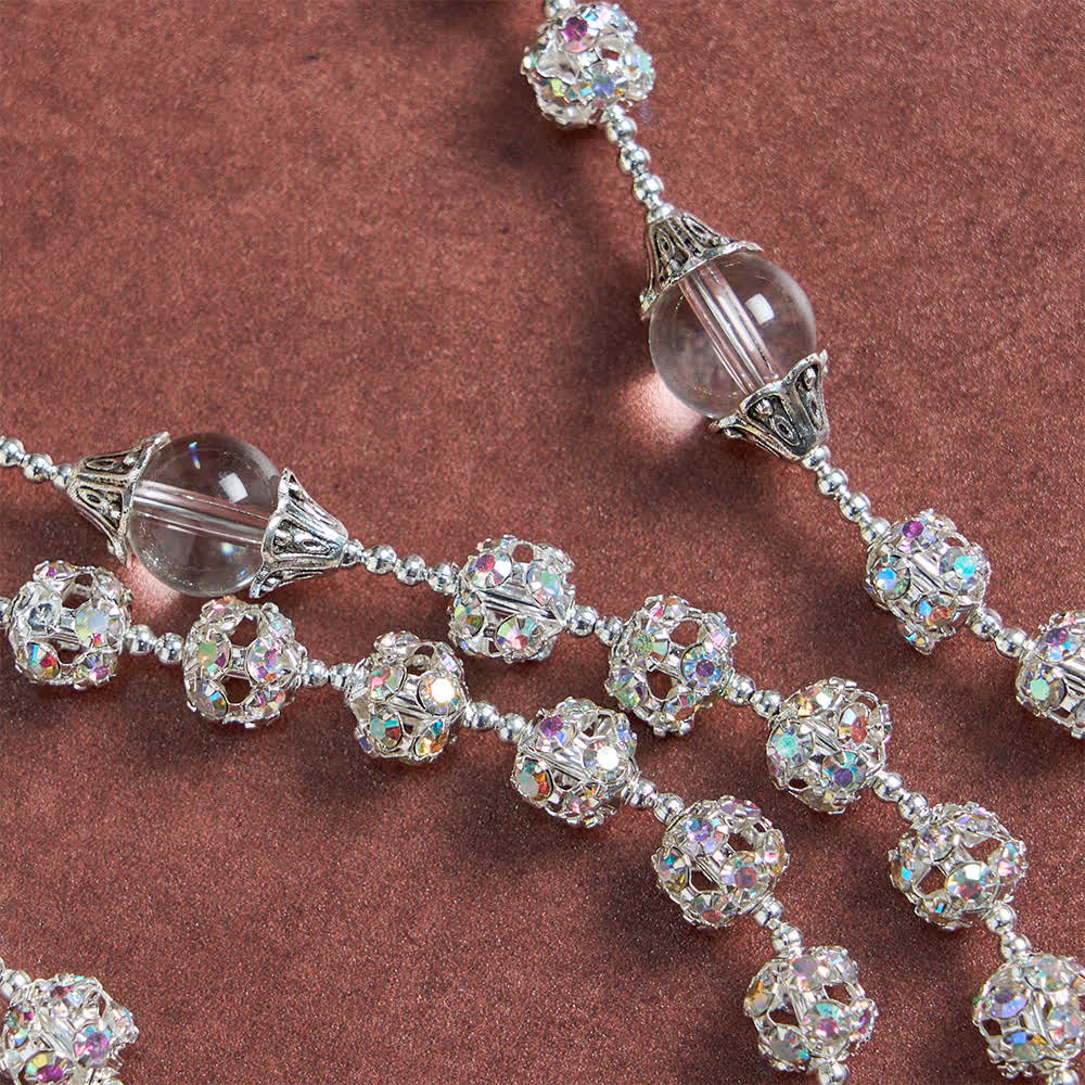 Sparkling Golden Beads Luxury Rosary with Our Lady of Grace