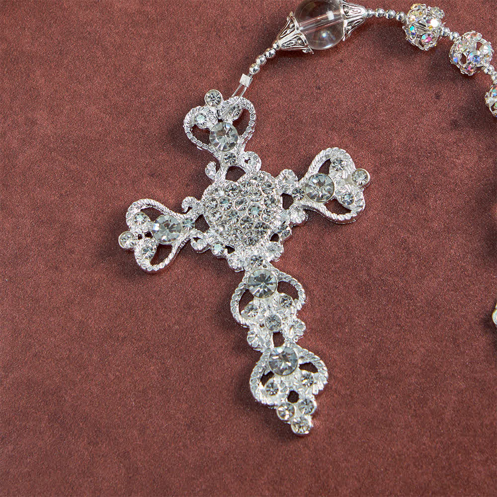 Sparkling Golden Beads Luxury Rosary with Our Lady of Grace