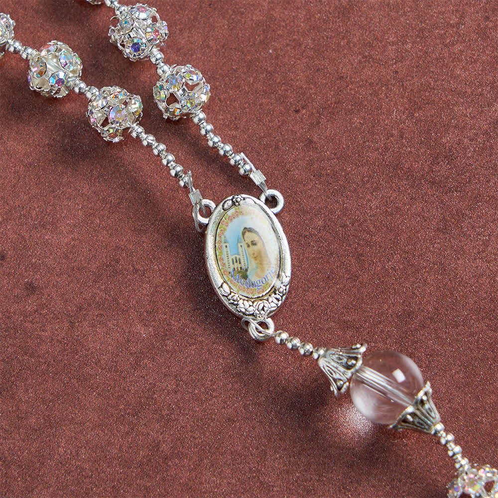 Sparkling Golden Beads Luxury Rosary with Our Lady of Grace