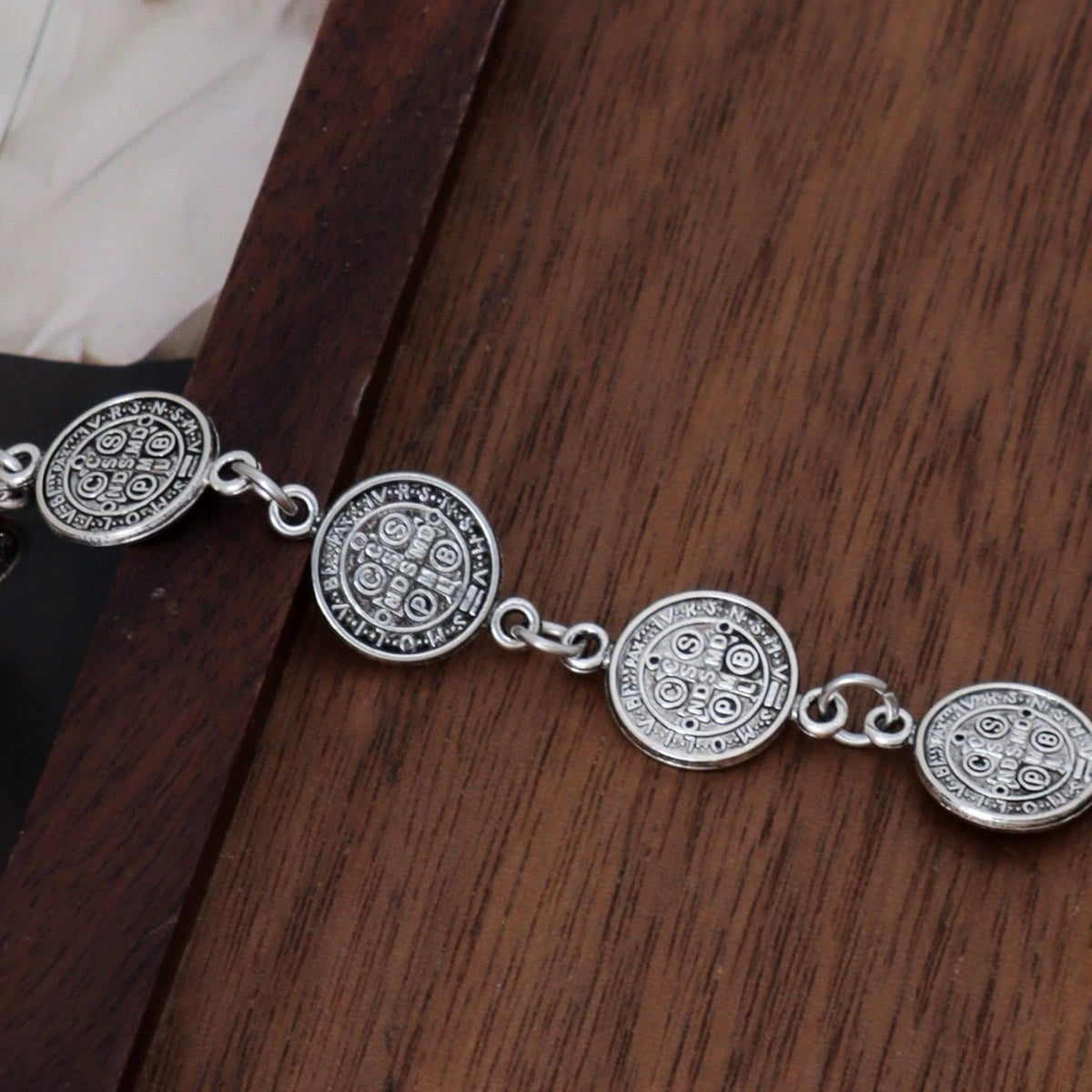 St. Benedict Medal Link Bracelet With Crucifix Pendant: Sacred Symbol Of Divine Protection