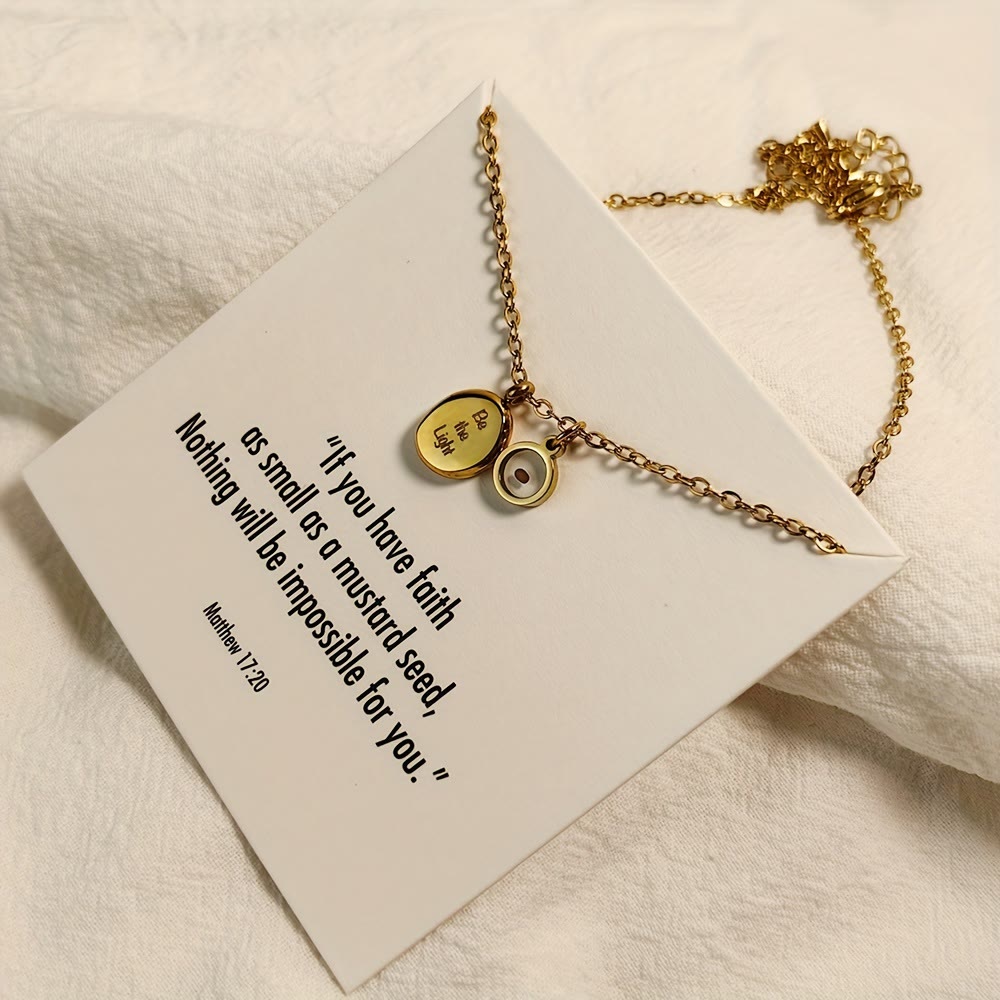 Mustard Seed Be The Light Scripture Necklace: Matthew 17:20 Faith Inspirational Pendant Jewelry