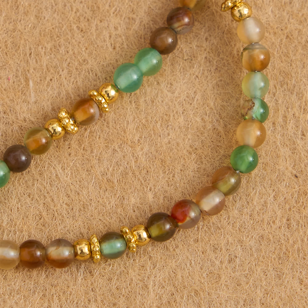 Dragon Vein Agate Magnetic Rosary Bracelet with Golden St. Benedict