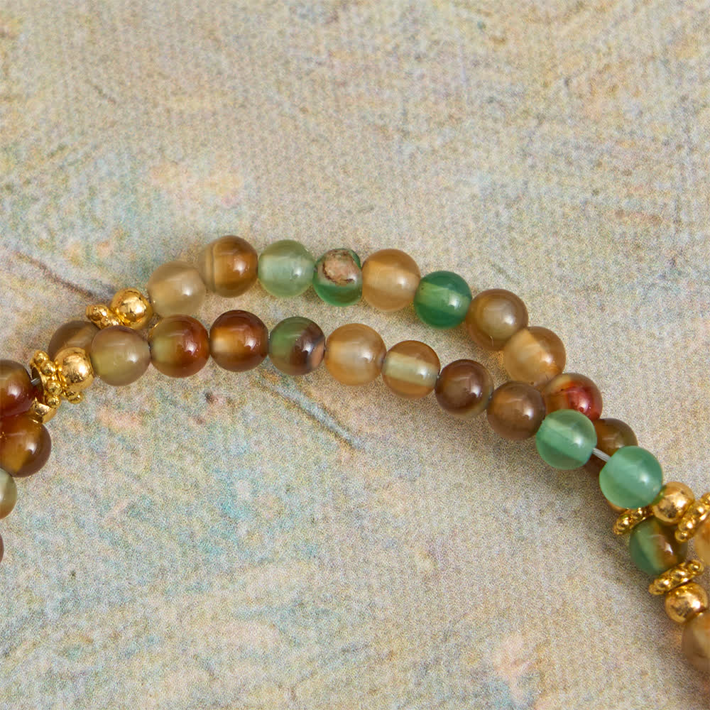 Dragon Vein Agate Magnetic Rosary Bracelet with Golden St. Benedict