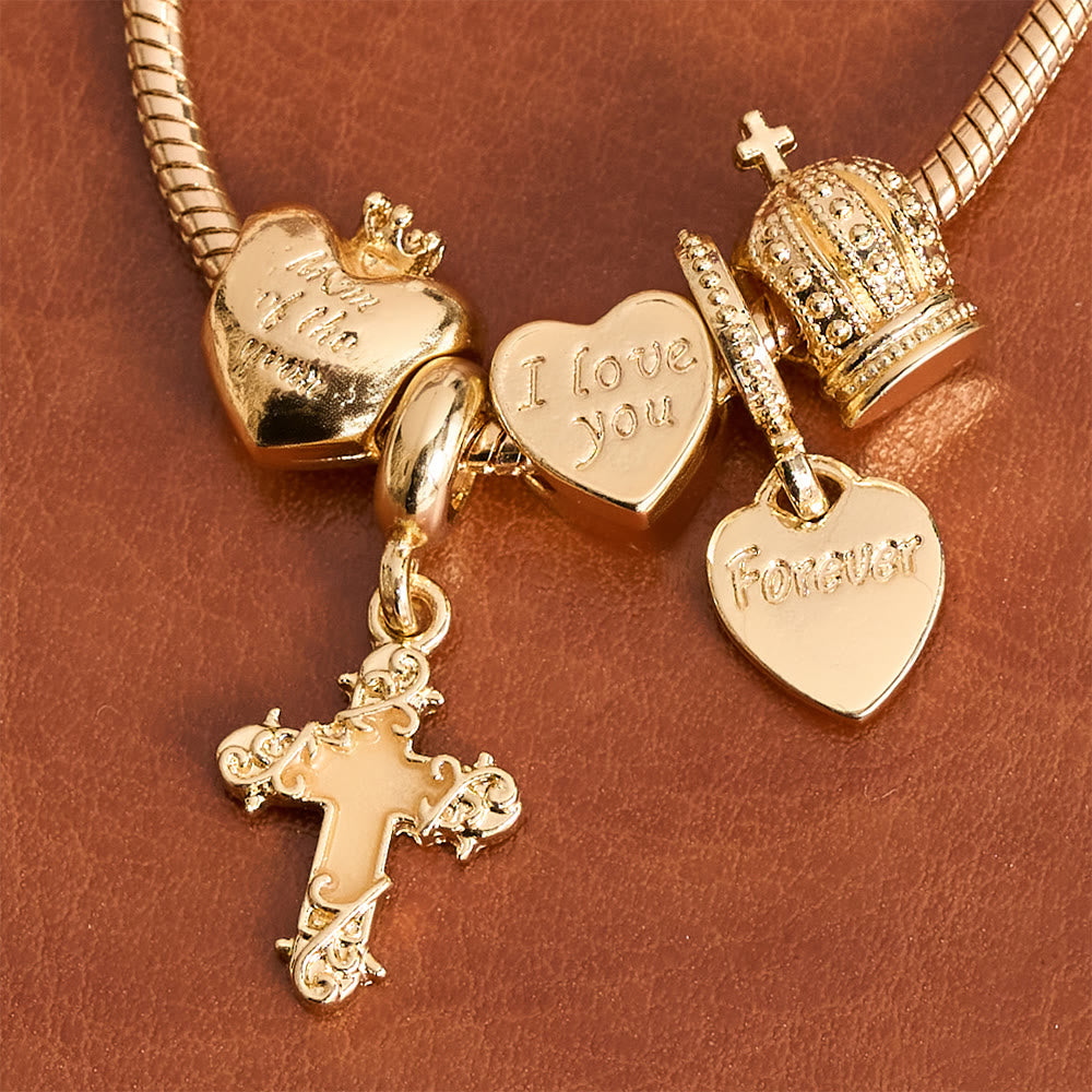 Adjustable Charm Bracelet with Biblical & Regal Details: A Reminder of Faith and Heavenly Devotion