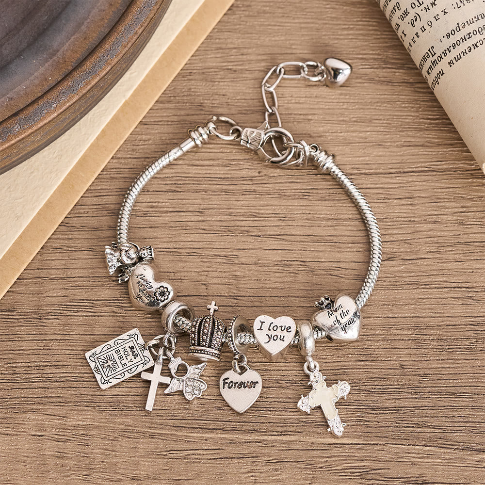 Adjustable Charm Bracelet with Biblical & Regal Details: A Reminder of Faith and Heavenly Devotion