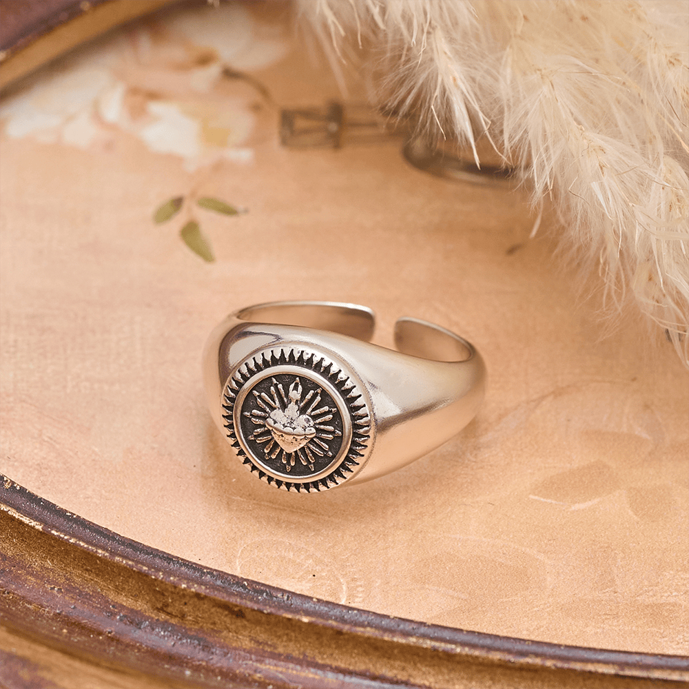 Sacred Heart Adjustable Signet Ring: A Symbol of Divine Love and Heavenly Devotion