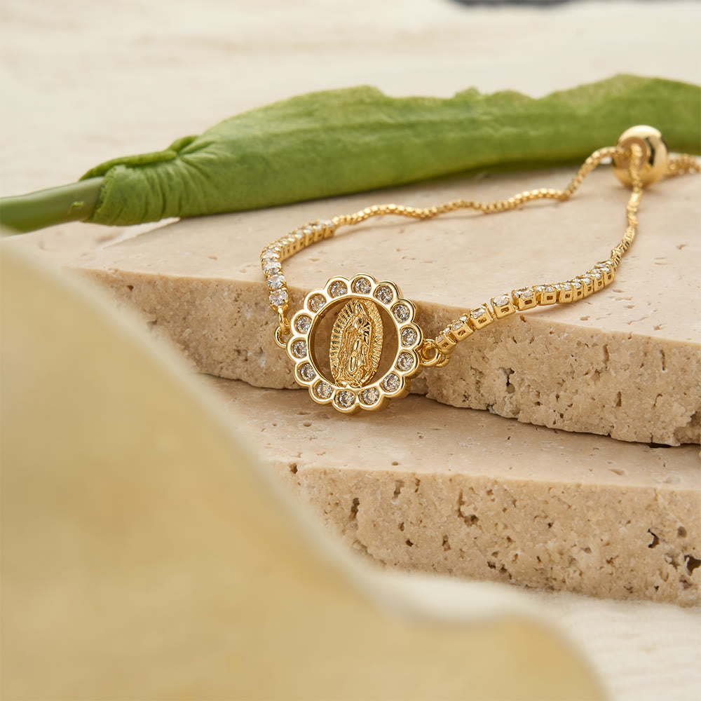 Our Lady Centered Adjustable Bolo Bracelet, Symbol of Divine Grace