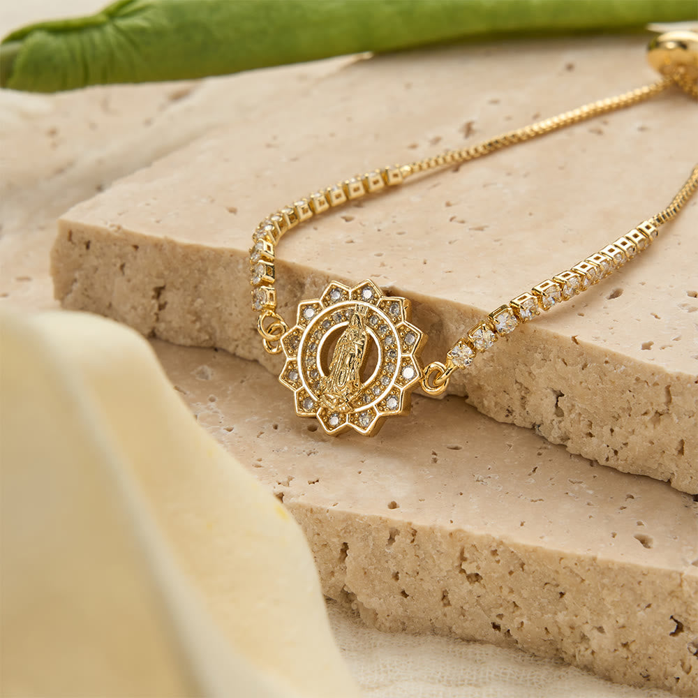 Our Lady Centered Adjustable Bolo Bracelet, Symbol of Divine Grace