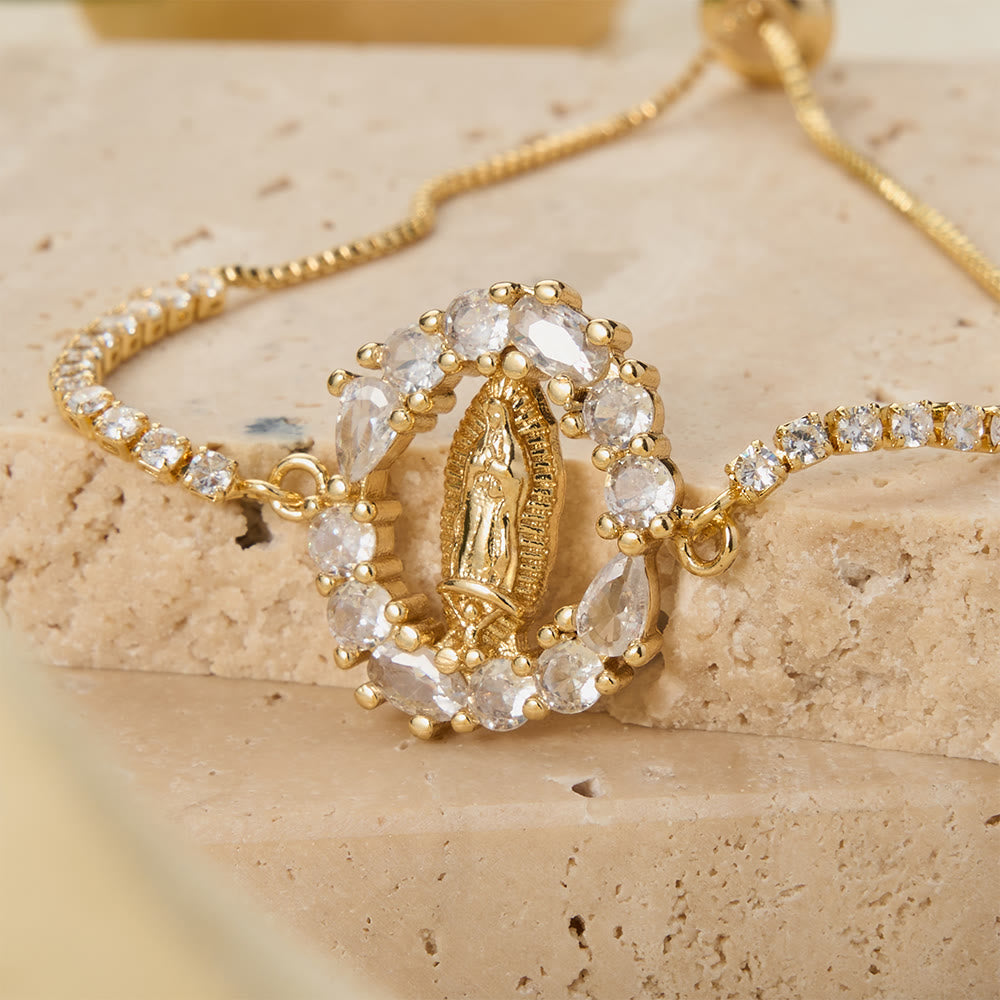 Our Lady Centered Adjustable Bolo Bracelet, Symbol of Divine Grace