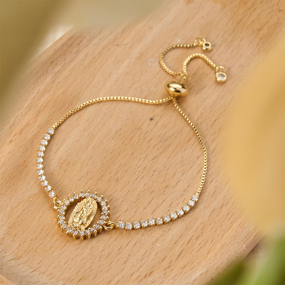 Our Lady Centered Adjustable Bolo Bracelet, Symbol of Divine Grace