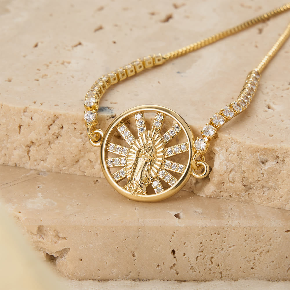 Our Lady Centered Adjustable Bolo Bracelet, Symbol of Divine Grace