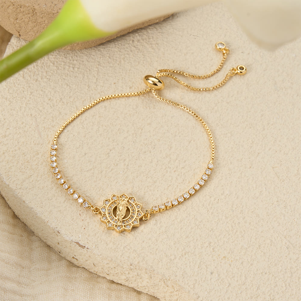 Our Lady Centered Adjustable Bolo Bracelet, Symbol of Divine Grace