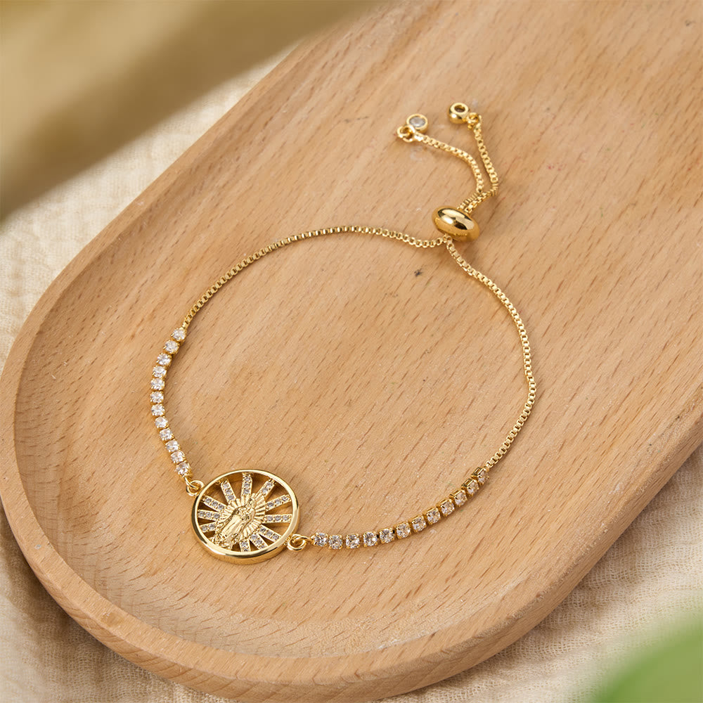 Our Lady Centered Adjustable Bolo Bracelet, Symbol of Divine Grace