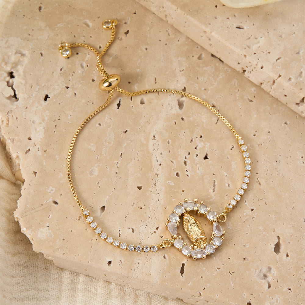 Our Lady Centered Adjustable Bolo Bracelet, Symbol of Divine Grace