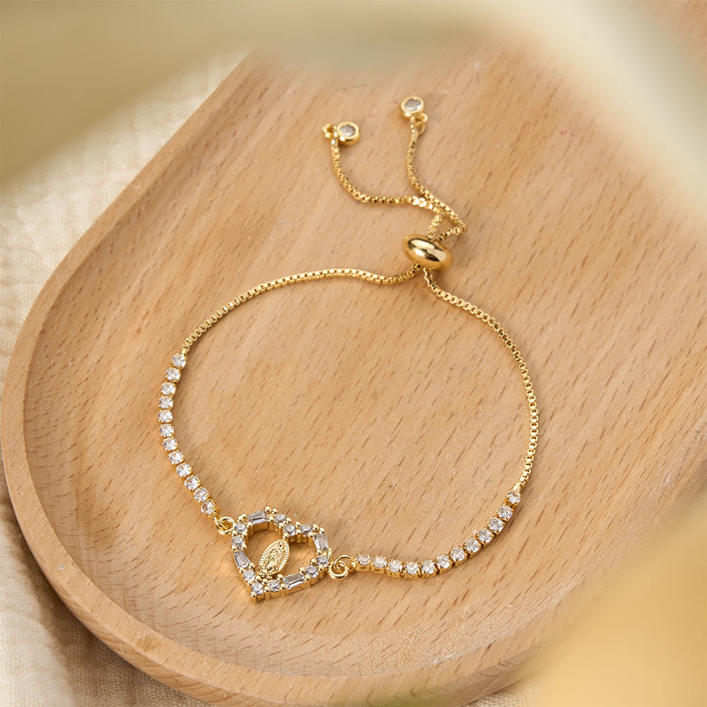 Our Lady Centered Adjustable Bolo Bracelet, Symbol of Divine Grace