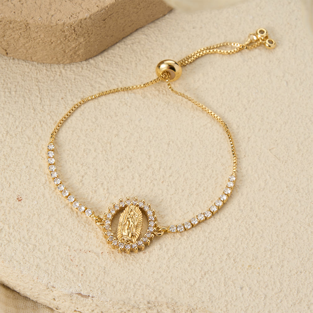 Our Lady Centered Adjustable Bolo Bracelet, Symbol of Divine Grace