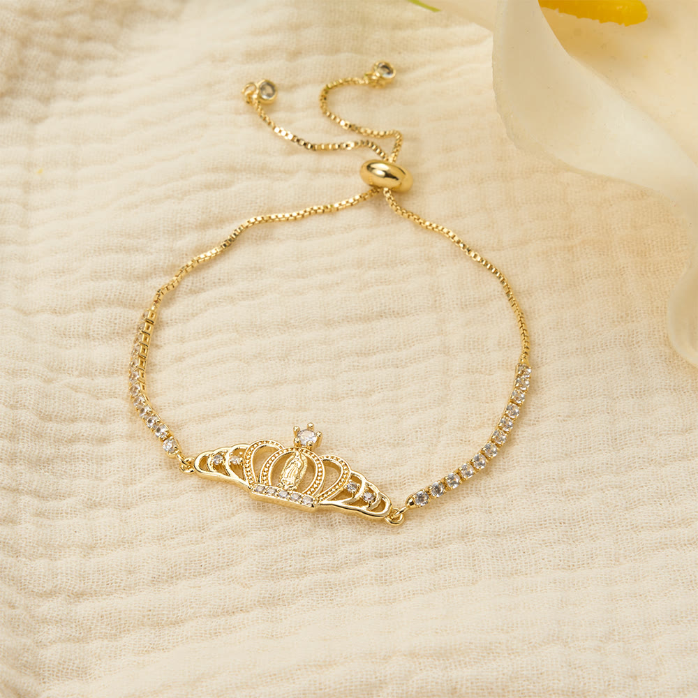 Our Lady Centered Adjustable Bolo Bracelet, Symbol of Divine Grace