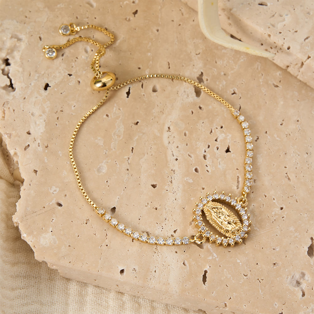 Our Lady Centered Adjustable Bolo Bracelet, Symbol of Divine Grace
