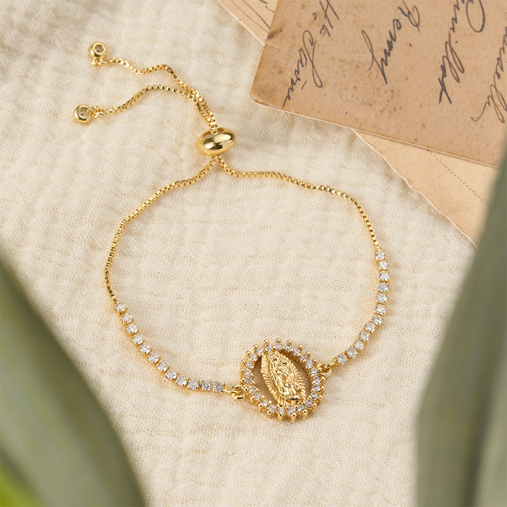 Our Lady Centered Adjustable Bolo Bracelet, Symbol of Divine Grace