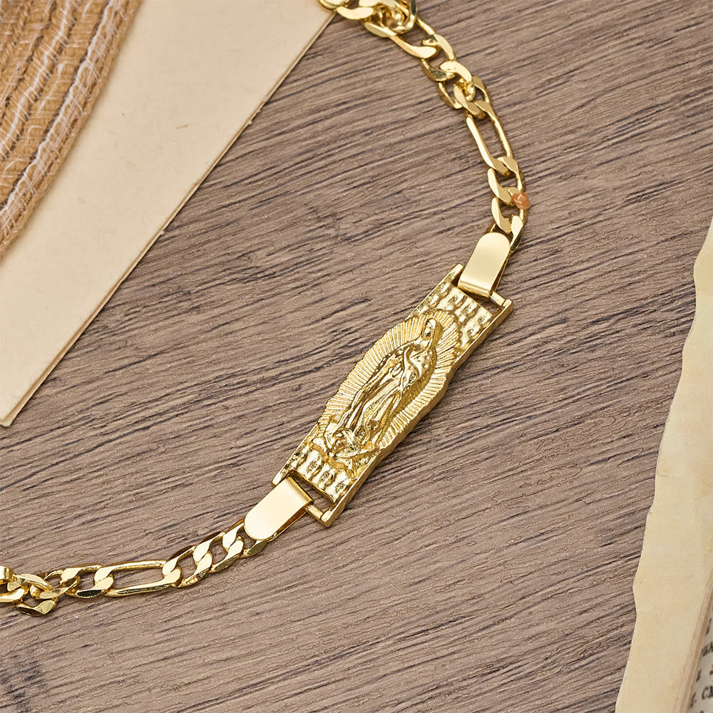 Our Lady Devotional Figaro Chain Bracelet, Symbol of Divine Grace
