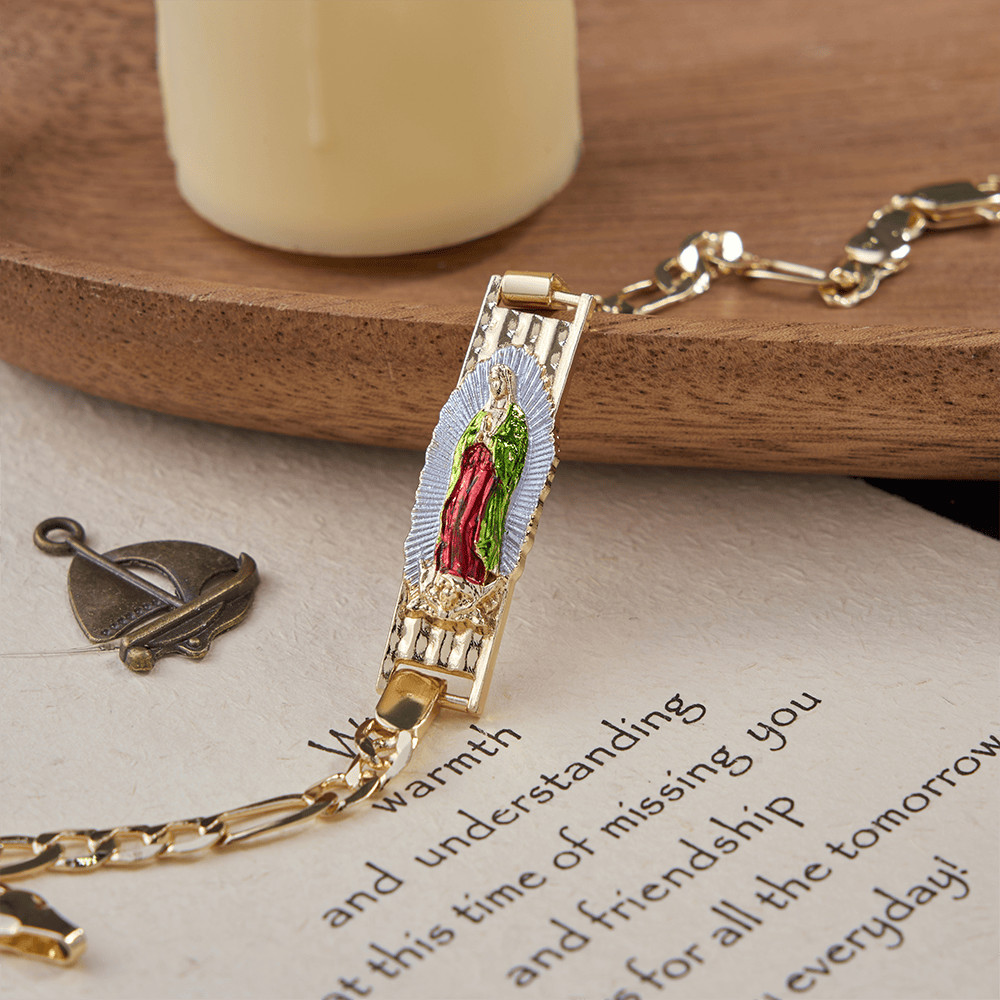 Our Lady Devotional Figaro Chain Bracelet, Symbol of Divine Grace