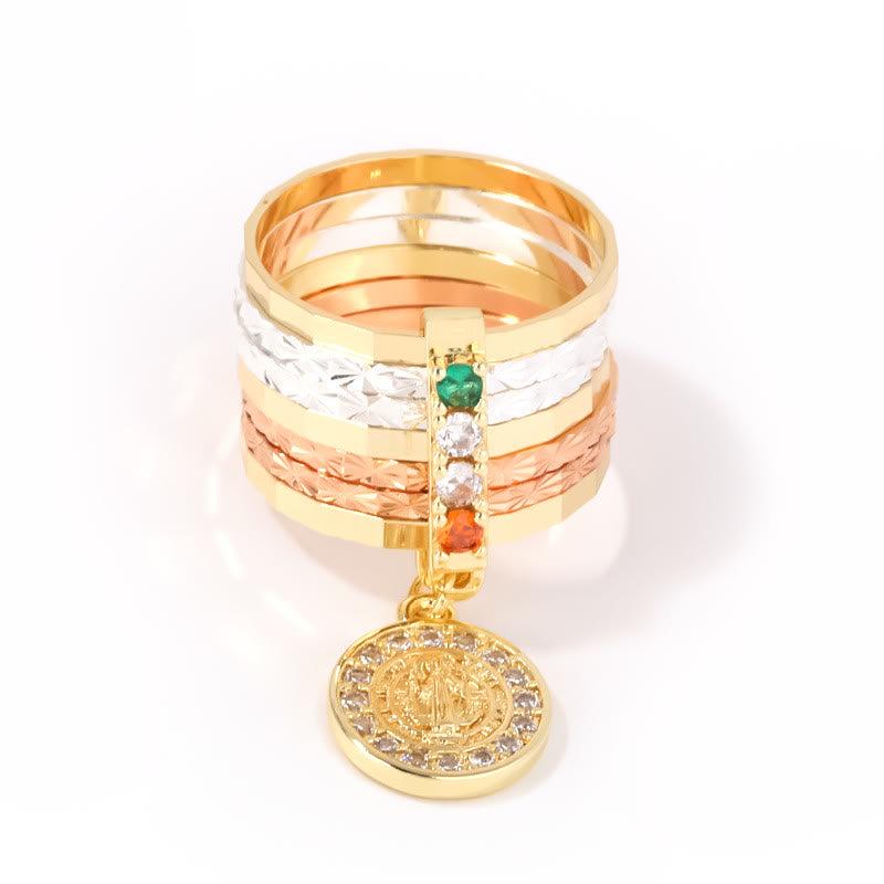 Multi-Tiered Marian Devotion Ring with Dangling Medal: A Daily Symbol of Hope and Encouragement