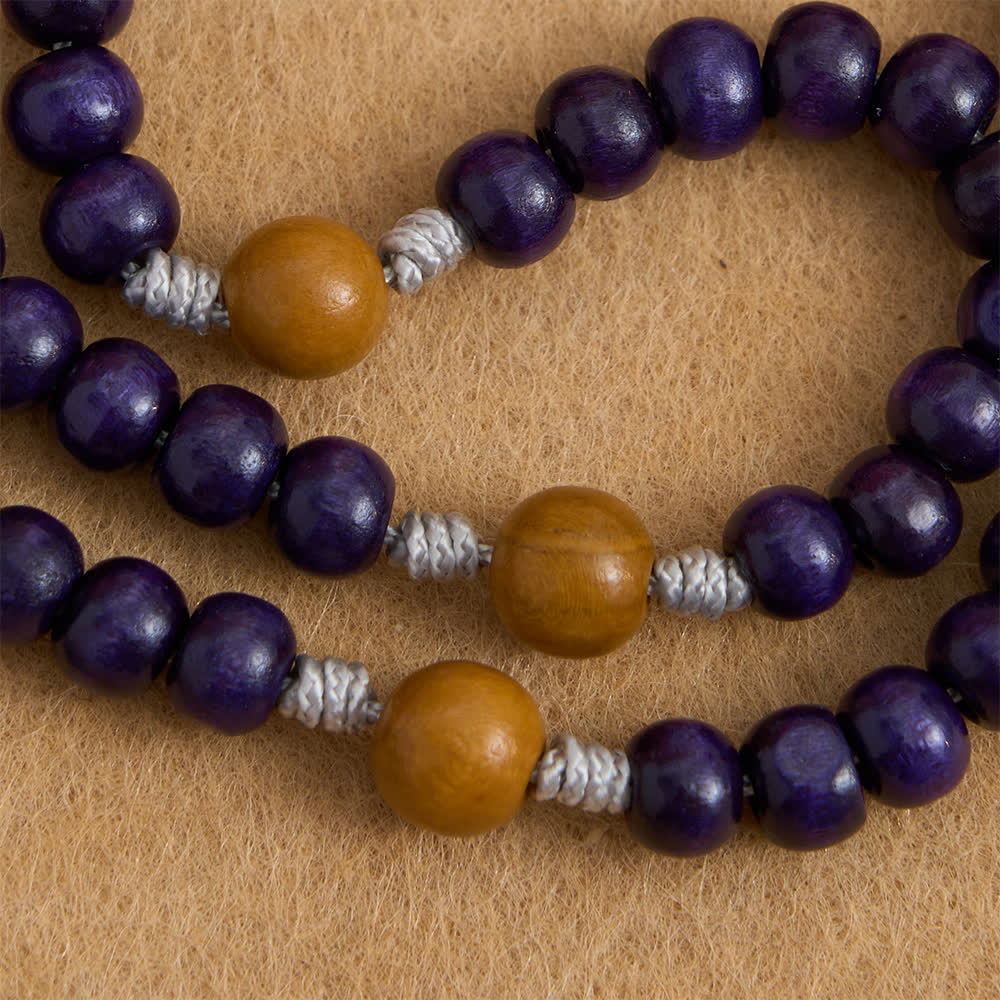 Deep Purple Maple Wood & Peachwood Rosary with Miraculous Medal for Peaceful Guard