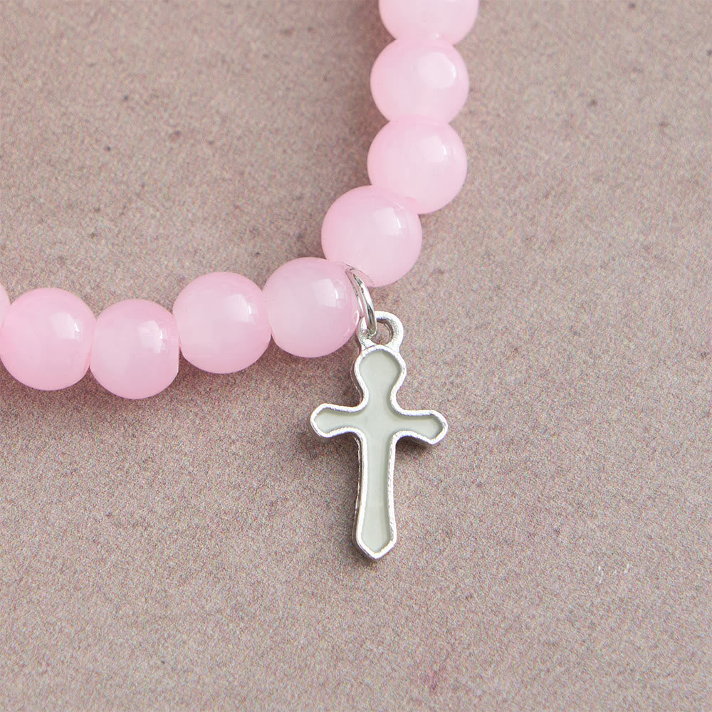 Glowing Cross Matching Beaded Bracelets with Magnetic Heart Clasp: A Symbol of United Faith & Shared Love