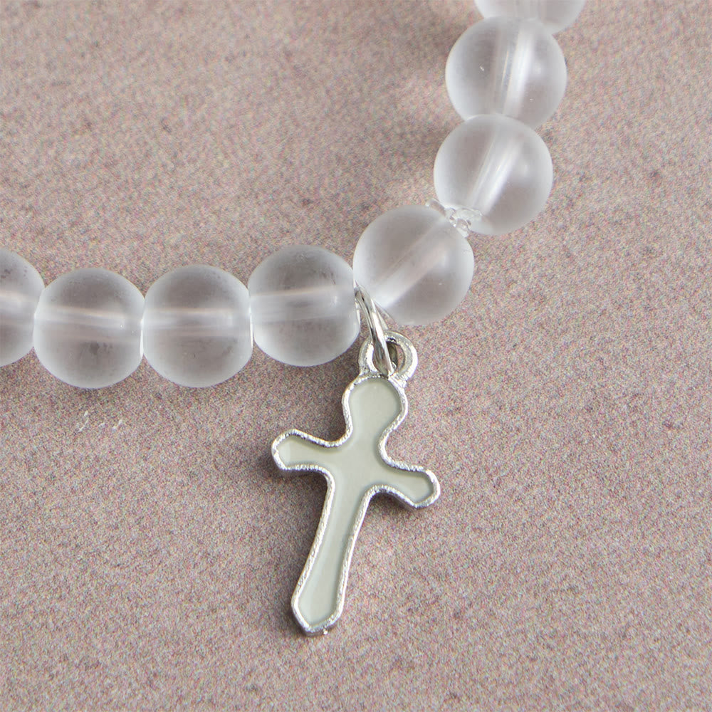 Glowing Cross Matching Beaded Bracelets with Magnetic Heart Clasp: A Symbol of United Faith & Shared Love